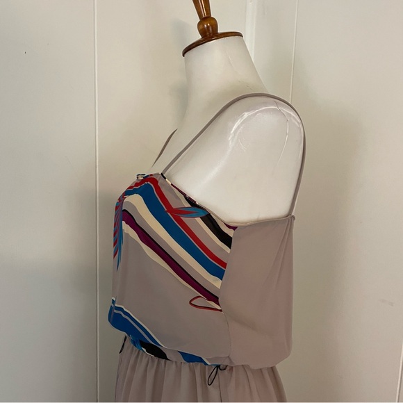 Vintage Floral Sleeveless Blouson Pleated A-Line Midi Dress - Picture 6 of 11